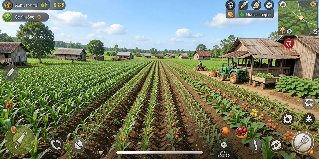 Tampilan gameplay 3178 dengan aktivitas bertani yang seru.