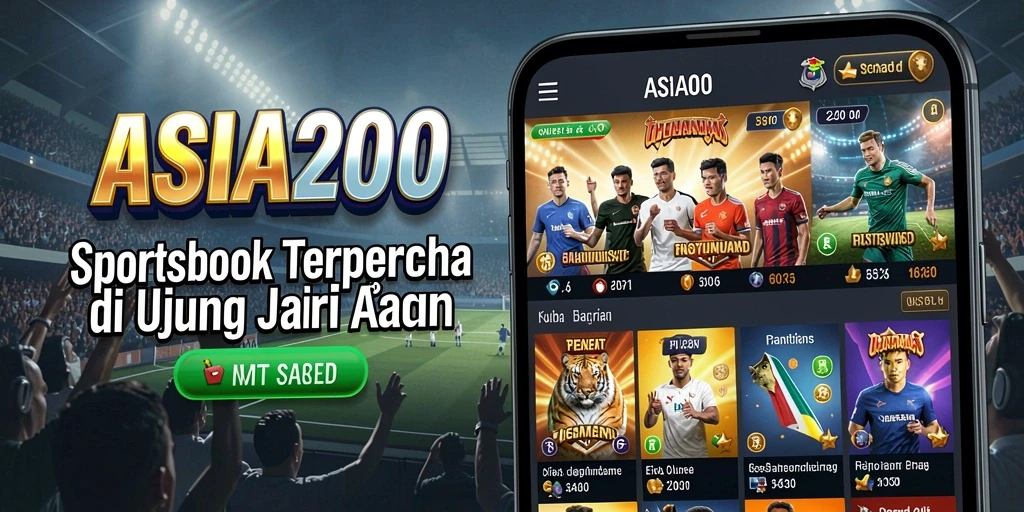 Tampilan menarik dari aplikasi ASIA200 saat bertaruh olahraga.