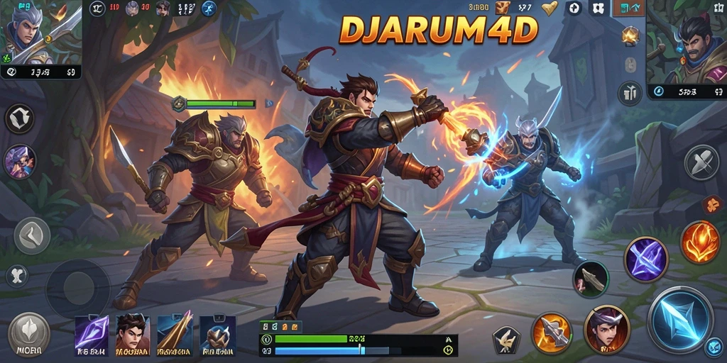 Screenshot menunjukkan aksi seru dalam gameplay MOBA DJARUM4D.