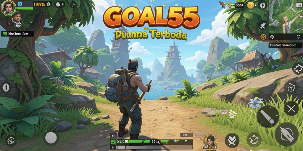 Screenshot gameplay GOAL55 menunjukkan eksplorasi mendalam di dunia terbuka.