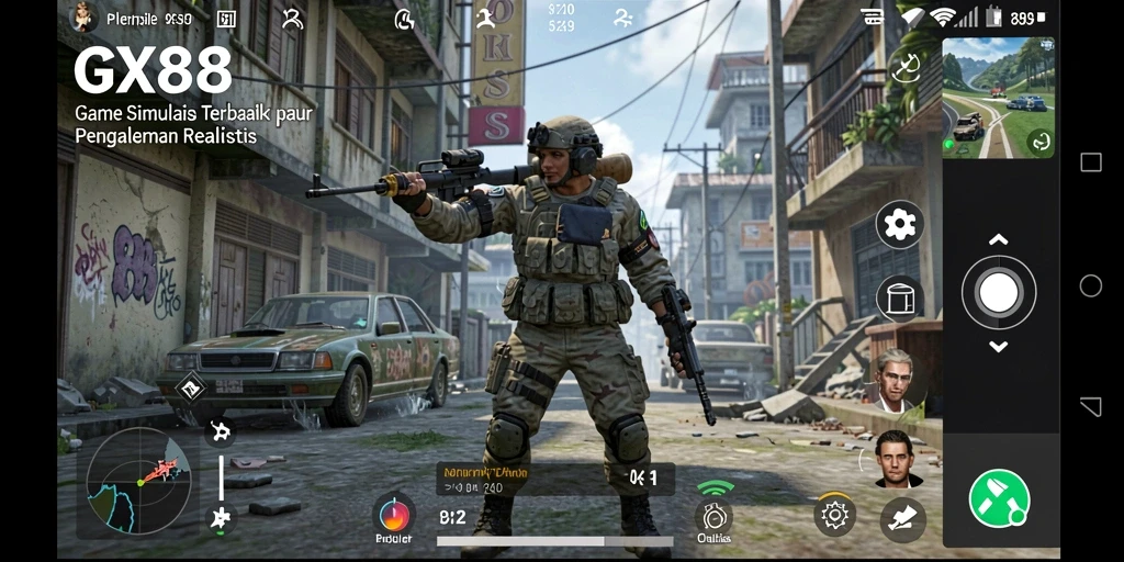 Screenshot utama GX88 menampilkan gameplay simulasi yang menarik dan interaktif.