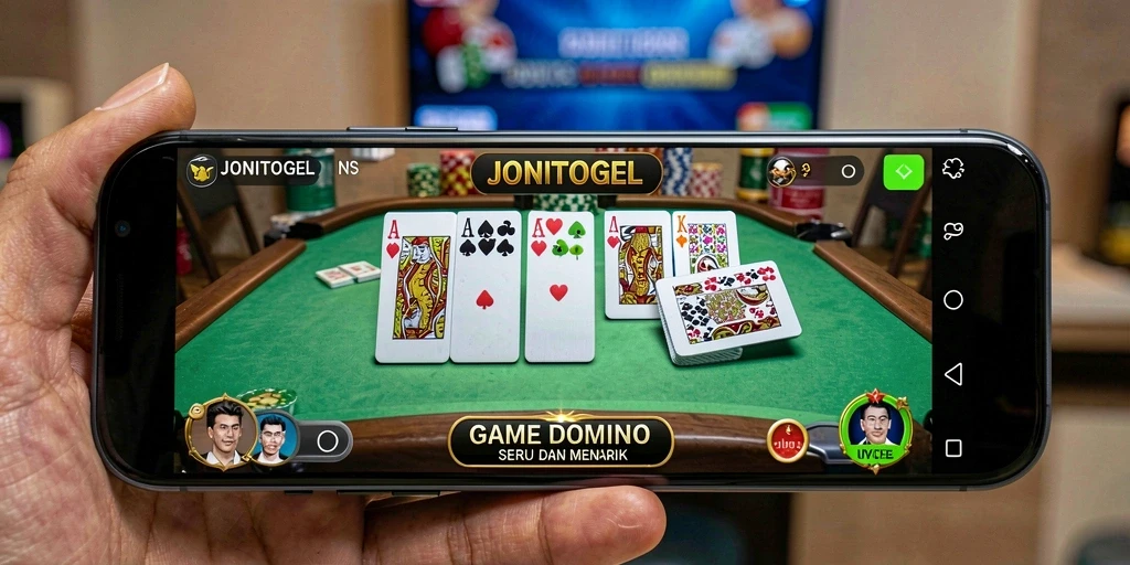 Tampilan gameplay menarik dari JONITOGEL saat bermain domino.