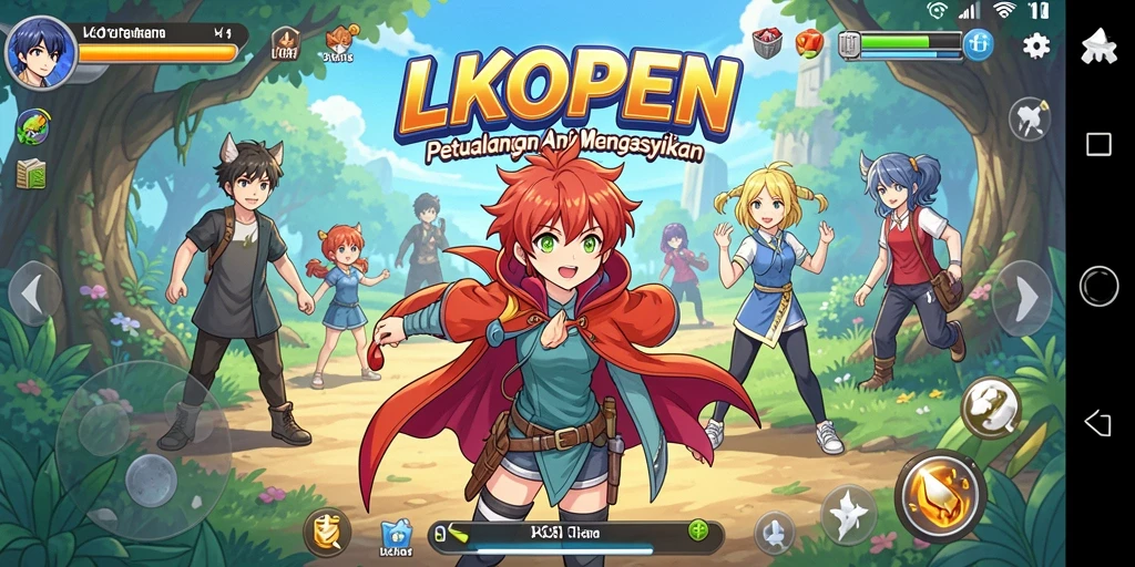 Screenshot utama menunjukkan momen seru dalam game Anime.