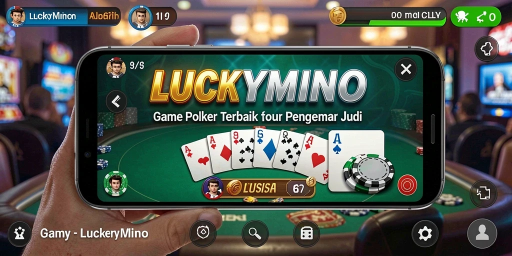 Tampilan menakjubkan dari gameplay Poker di LUCKYMINO.