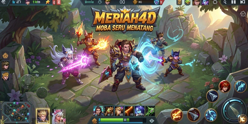 Tangkapan layar menampilkan pertarungan MOBA yang intens dan dramatis.