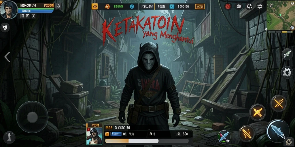 Tampilan gameplay menegangkan di dunia P200M yang menyeramkan.