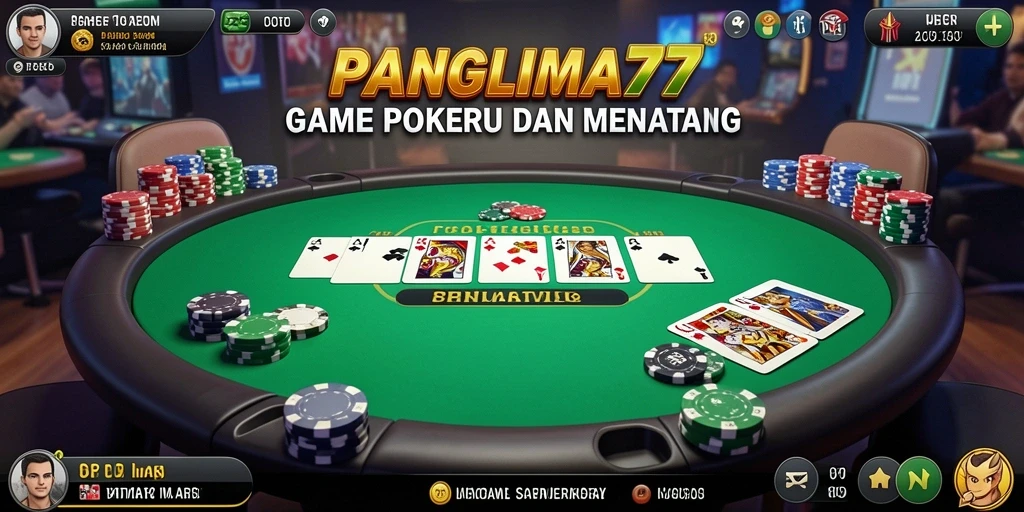 Tampilan gameplay menarik dari PANGLIMA77 yang menggambarkan poker online.