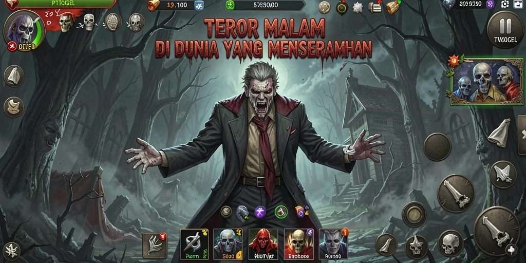Screenshot menunjukkan karakter yang sedang menghadapi kegelapan yang menakutkan.