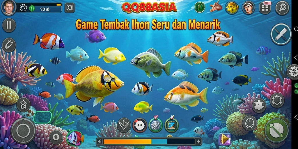Tampilan gameplay seru dalam QQ88ASIA menembak ikan.