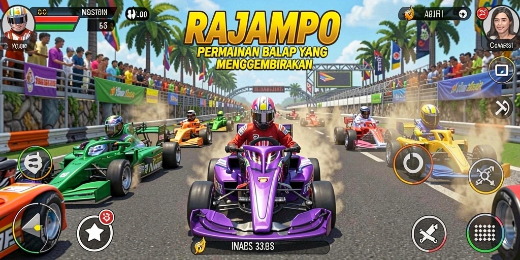Gameplay seru RAJAMPO dengan aksi balap yang mendebarkan.