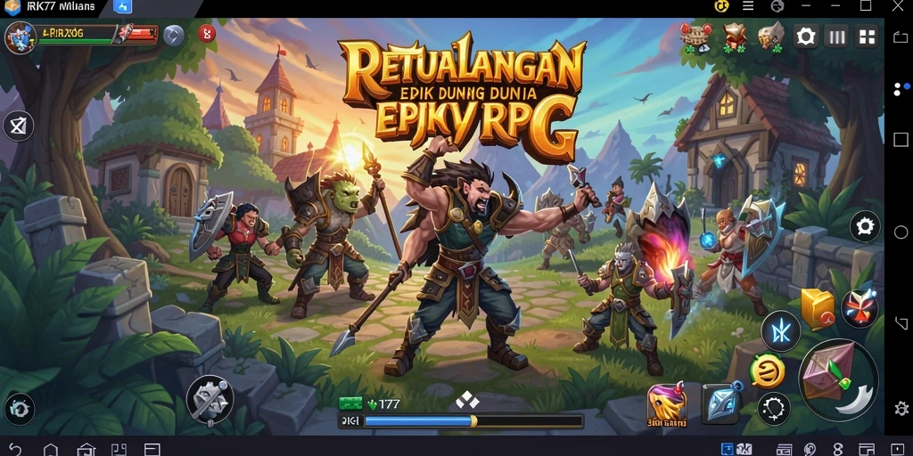 Screenshot utama menampilkan aksi seru dalam gameplay RPG