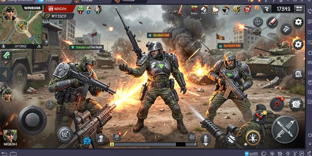 Screenshot gameplay WINBOSS menampilkan aksi pertempuran yang mendebarkan.